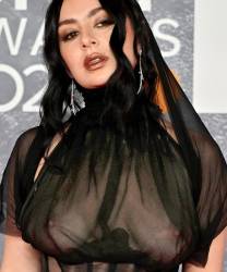 Charli XCX braless in seethru dress at The BRIT Awards 2025 26x HQ